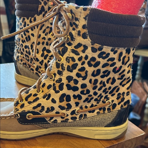 Sperry Tan and Brown Leopard Lace-Up Boots - Picture 4 of 9